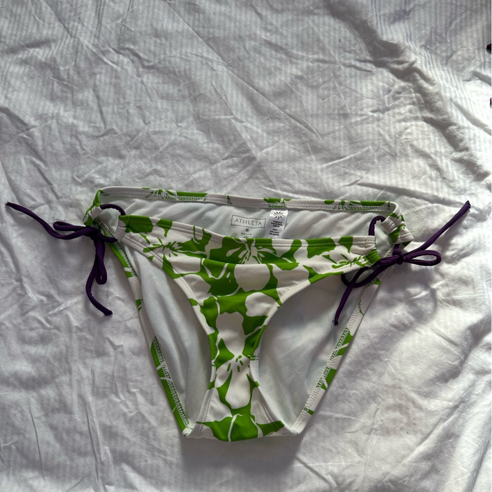Athleta White and Green Bikini Bottom